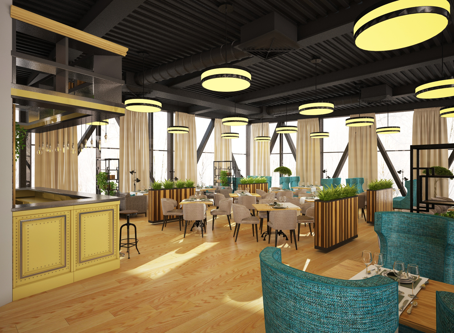 Дизайн интерьера кафе Sky Lounge в городе Калуга